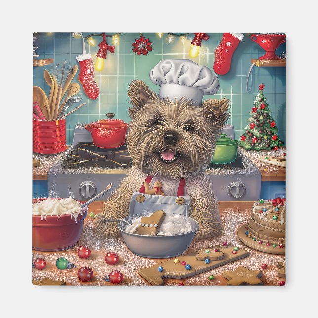 Cairn Terrier Holiday Baking: Festive Christmas  Magnet (Front)