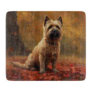 Cairn Terrier in Autumn Leaves Fall Inspire Cutting Board