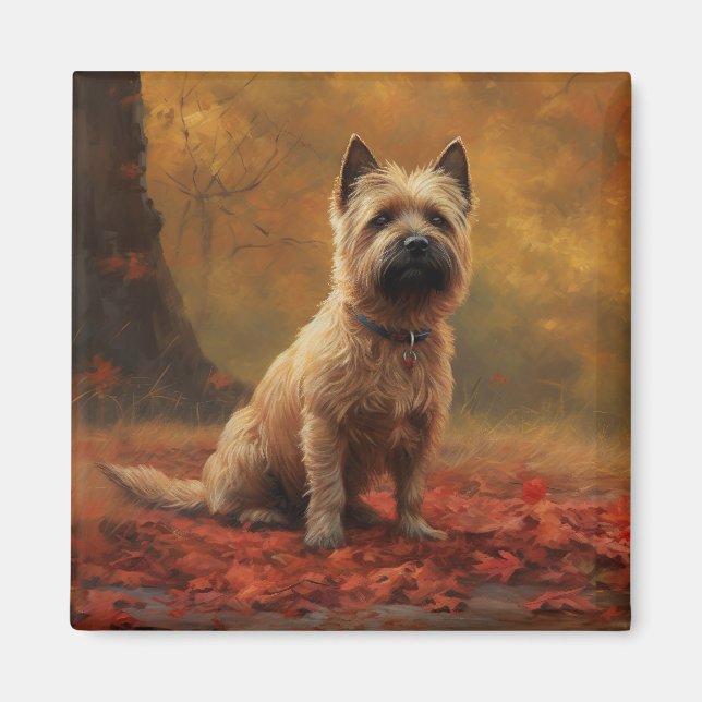 Cairn Terrier in Autumn Leaves Fall Inspire  Magnet (Front)