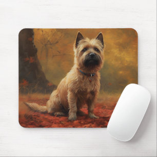 Cairn Terrier in Autumn Leaves Fall Inspire Mouse Pad