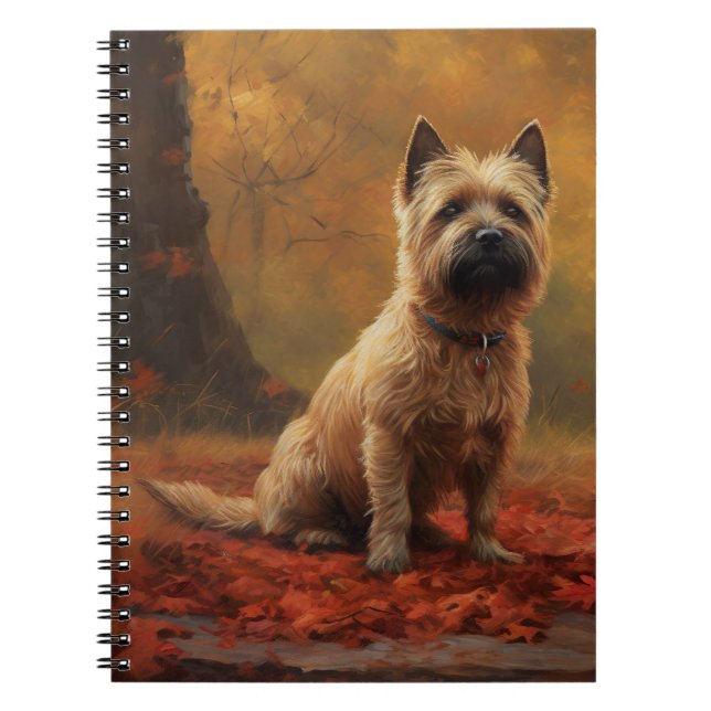 Cairn Terrier in Autumn Leaves Fall Inspire  Notebook (Front)