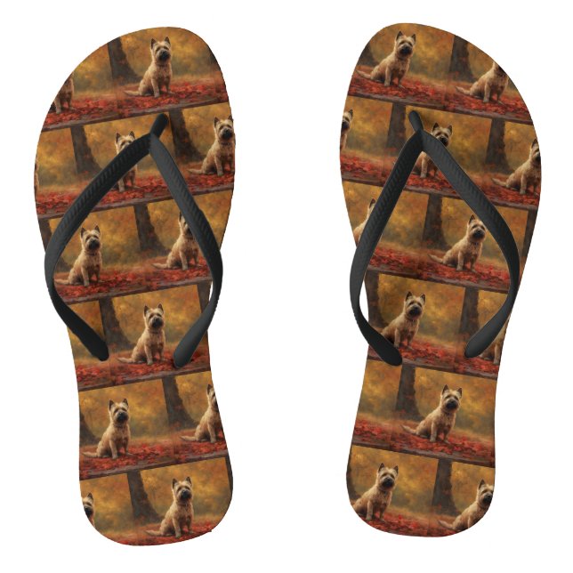Cairn Terrier in Autumn Leaves Fall Inspire  Thongs (Footbed)