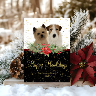Cairn Terrier & Jack Russel Dog Happy Howlidays Holiday Card