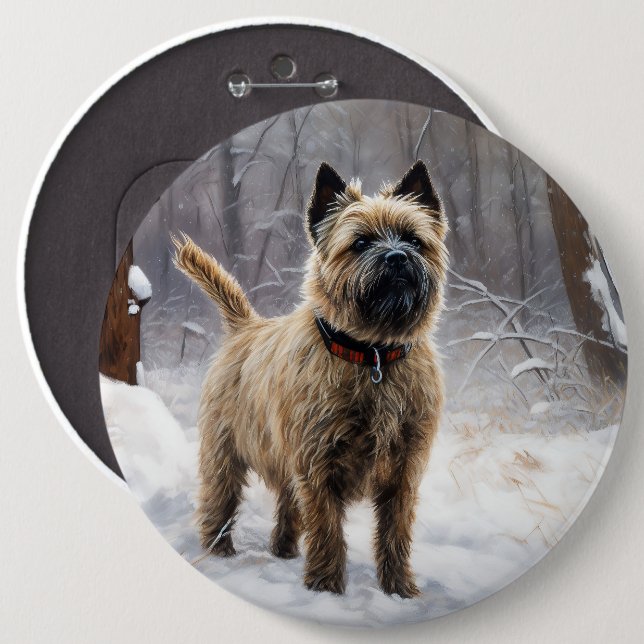 Cairn Terrier Let It Snow Christmas  6 Cm Round Badge (Front & Back)