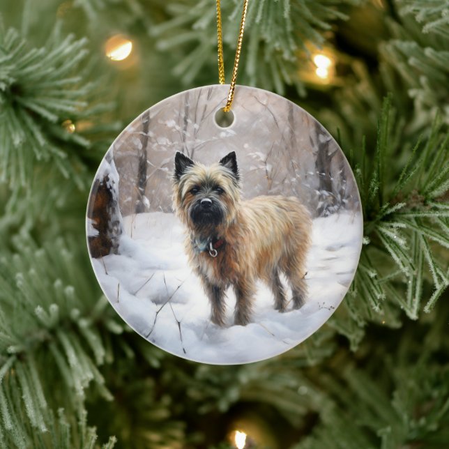 Cairn Terrier Let It Snow Christmas Ceramic Ornament (Tree)