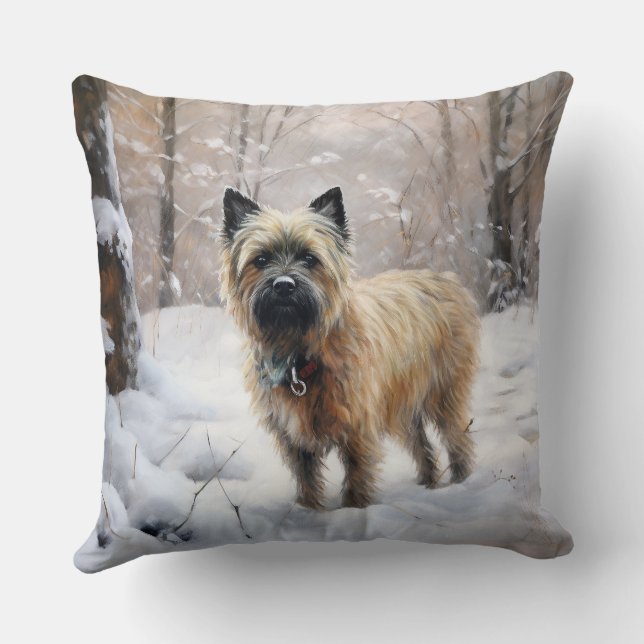 Cairn Terrier Let It Snow Christmas Cushion (Back)