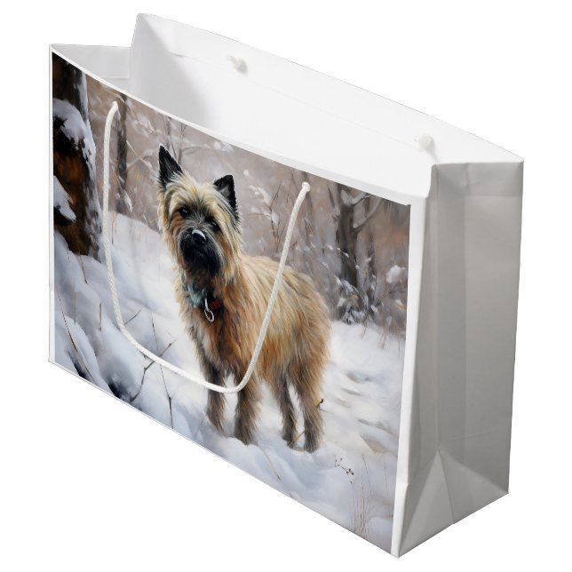 Cairn Terrier Let It Snow Christmas Large Gift Bag (Front Angled)
