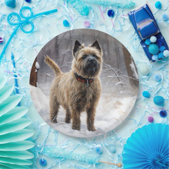 Cairn Terrier Let It Snow Christmas  Paper Plate (Party)