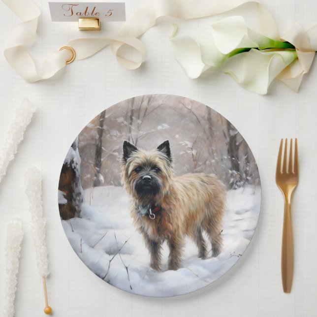 Cairn Terrier Let It Snow Christmas Paper Plate (Wedding)