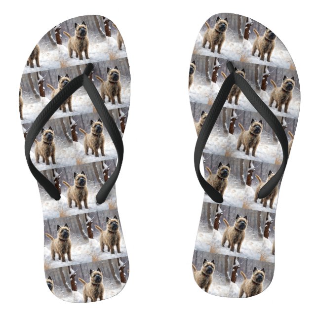 Cairn Terrier Let It Snow Christmas  Thongs (Footbed)