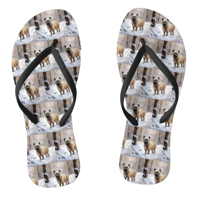 Cairn Terrier Let It Snow Christmas Thongs (Footbed)