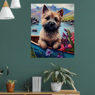 Cairn Terrier on a Paddle: A Scenic Adventure Poster