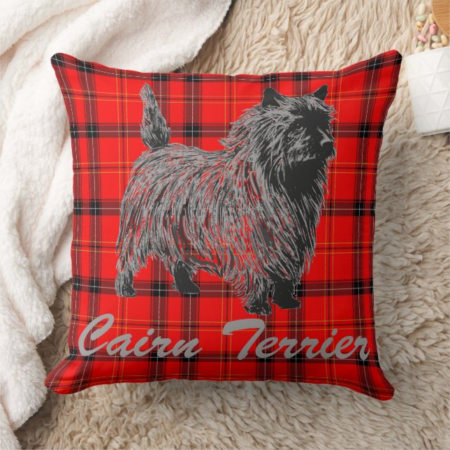 Cairn Terrier on Plaid Cushion (Blanket)