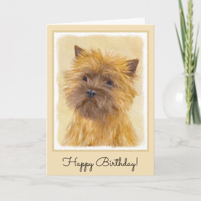 Cairn Terrier Painting - Cute Original Dog Art Card (Front)