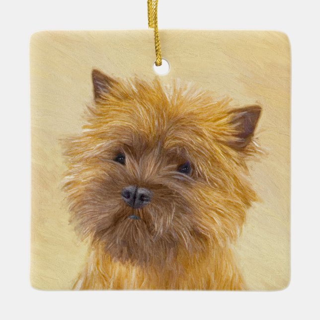 Cairn Terrier Painting - Cute Original Dog Art Ceramic Ornament (Front)