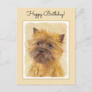 Cairn Terrier Painting - Cute Original Dog Art Postcard