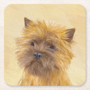 Cairn Terrier Painting - Cute Original Dog Art Square Paper Coaster