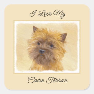 Cairn Terrier Painting - Cute Original Dog Art Square Sticker