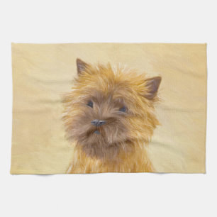 Cairn Terrier Painting - Cute Original Dog Art Tea Towel