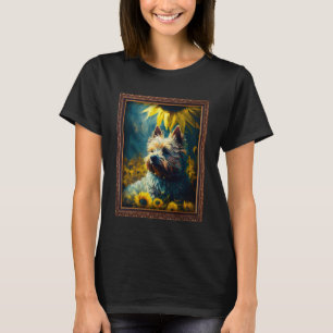 Cairn Terrier Painting Sunflower Flower Mum Women  T-Shirt