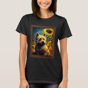 Cairn Terrier Painting Sunflower Flower Mum Women T-Shirt