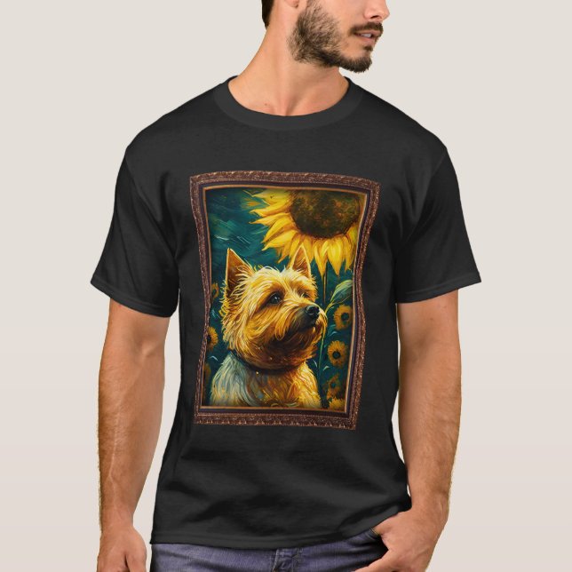 Cairn Terrier Painting Sunflower Flower Mum Women  T-Shirt (Front)