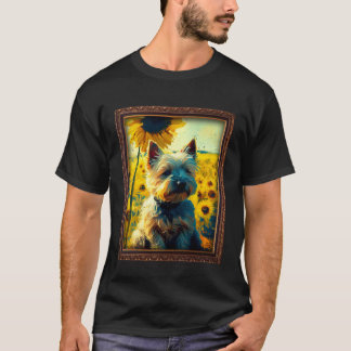 Cairn Terrier Painting Sunflower Flower Mum Women T-Shirt