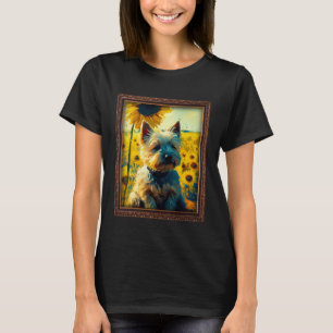 Cairn Terrier Painting Sunflower Flower Mum Women T-Shirt