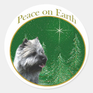 Cairn Terrier Peace Classic Round Sticker