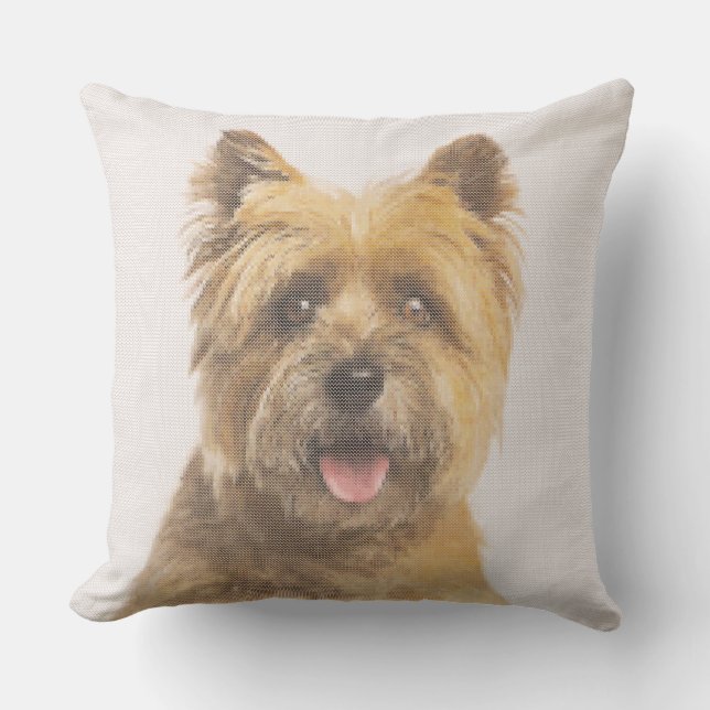 Cairn Terrier Portrait Faux Needlepoint Design Cushion (Front)