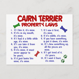 CAIRN TERRIER Property Laws 2 Postcard