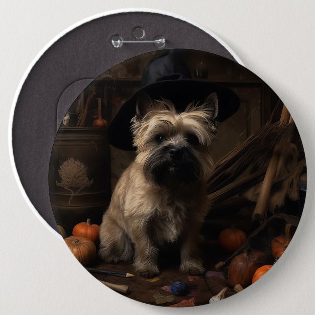 Cairn Terrier Pumpkins Halloween Scary  6 Cm Round Badge (Front & Back)