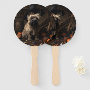 Cairn Terrier Pumpkins Halloween Scary  Hand Fan