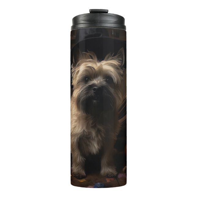 Cairn Terrier Pumpkins Halloween Scary  Thermal Tumbler (Front)