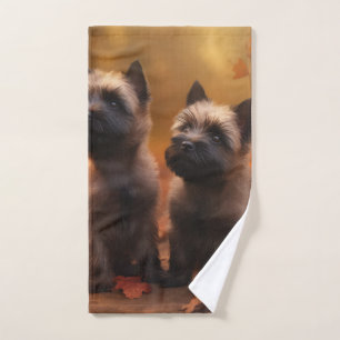 Cairn Terrier Puppy Autumn Delight Pumpkin Bath Towel Set