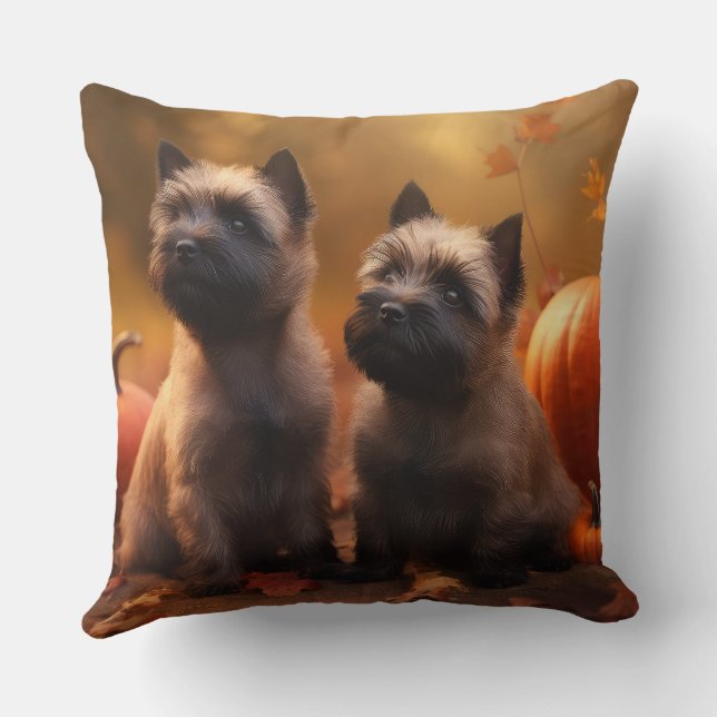 Cairn Terrier Puppy Autumn Delight Pumpkin  Cushion (Back)