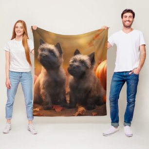 Cairn Terrier Puppy Autumn Delight Pumpkin  Fleece Blanket