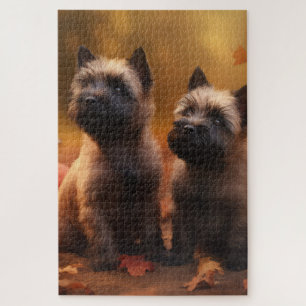 Cairn Terrier Puppy Autumn Delight Pumpkin  Jigsaw Puzzle
