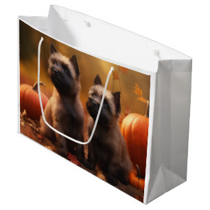 Cairn Terrier Puppy Autumn Delight Pumpkin  Large Gift Bag