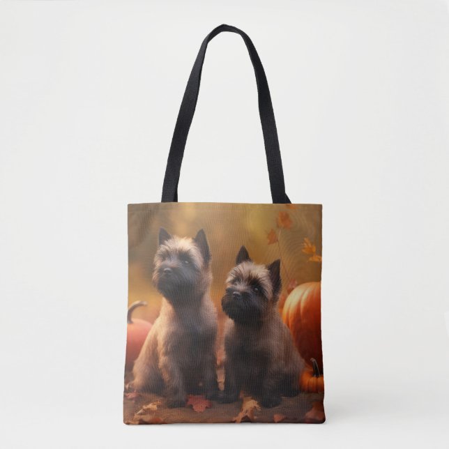 Cairn Terrier Puppy Autumn Delight Pumpkin  Tote Bag (Front)