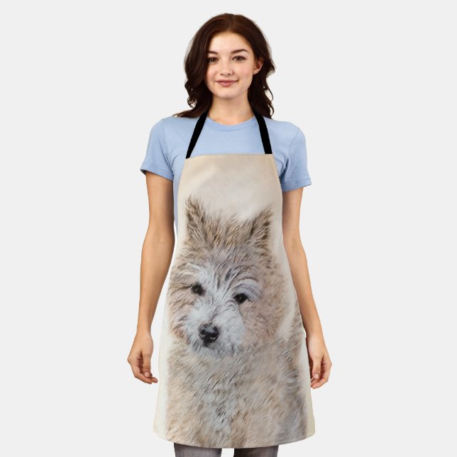 Cairn Terrier Puppy Painting - Original Dog Art Apron (Worn)