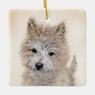 Cairn Terrier Puppy Painting - Original Dog Art Ceramic Ornament