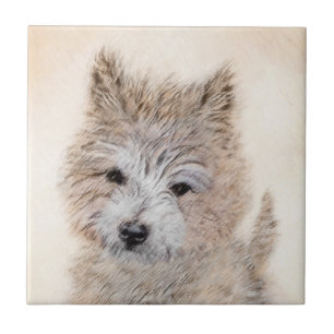 Cairn Terrier Puppy Painting - Original Dog Art Ceramic Tile