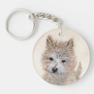 Cairn Terrier Puppy Painting - Original Dog Art Key Ring