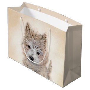 Cairn Terrier Puppy Painting - Original Dog Art Large Gift Bag