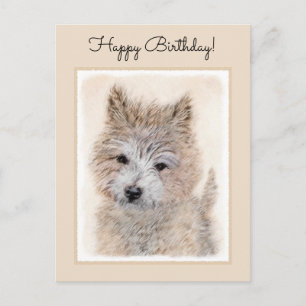 Cairn Terrier Puppy Painting - Original Dog Art Postcard