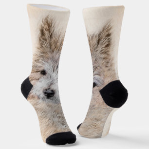 Cairn Terrier Puppy Painting - Original Dog Art Socks