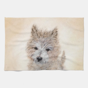 Cairn Terrier Puppy Painting - Original Dog Art Tea Towel
