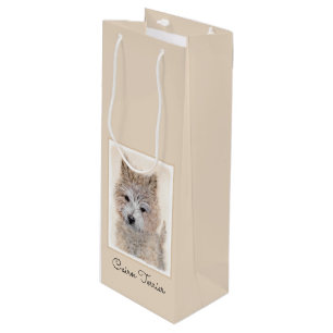 Cairn Terrier Puppy Painting - Original Dog Art Wine Gift Bag