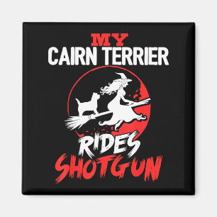 Cairn Terrier Rides Shotgun Halloween Dog Men Magnet